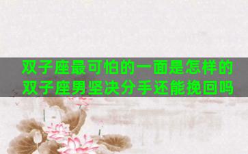 双子座最可怕的一面是怎样的 双子座男坚决分手还能挽回吗